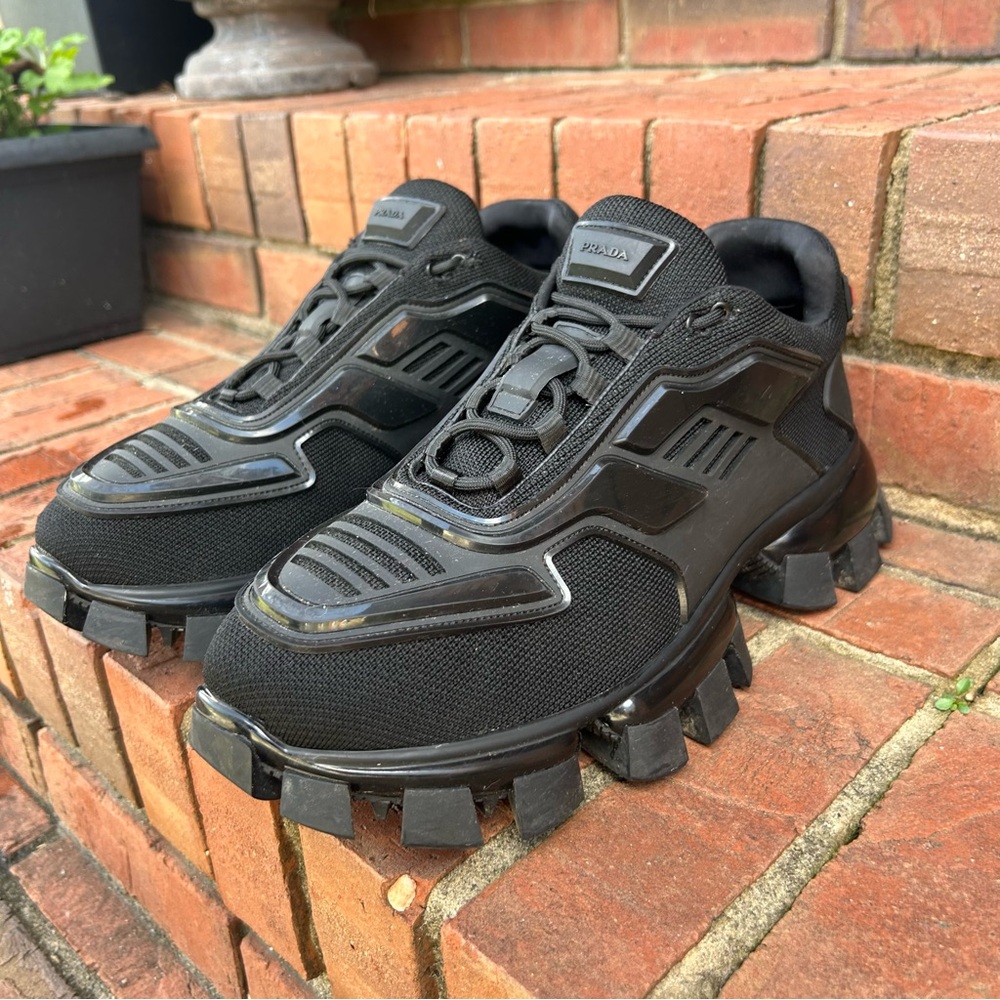 Prada Black Men's Chunky Trail-Style Sneakers - Picture 6 of 13
